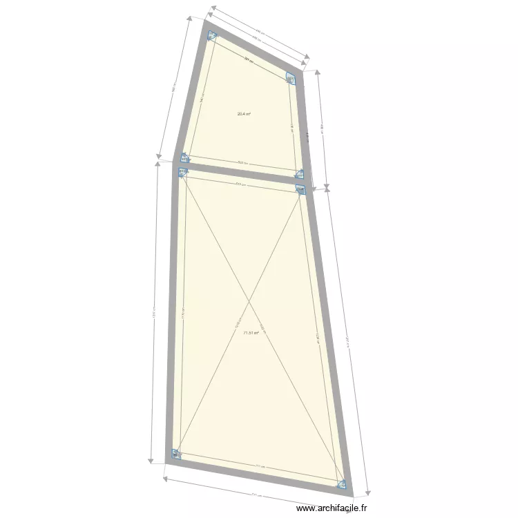 emprise sur le terrain nu en cm . Plan de 