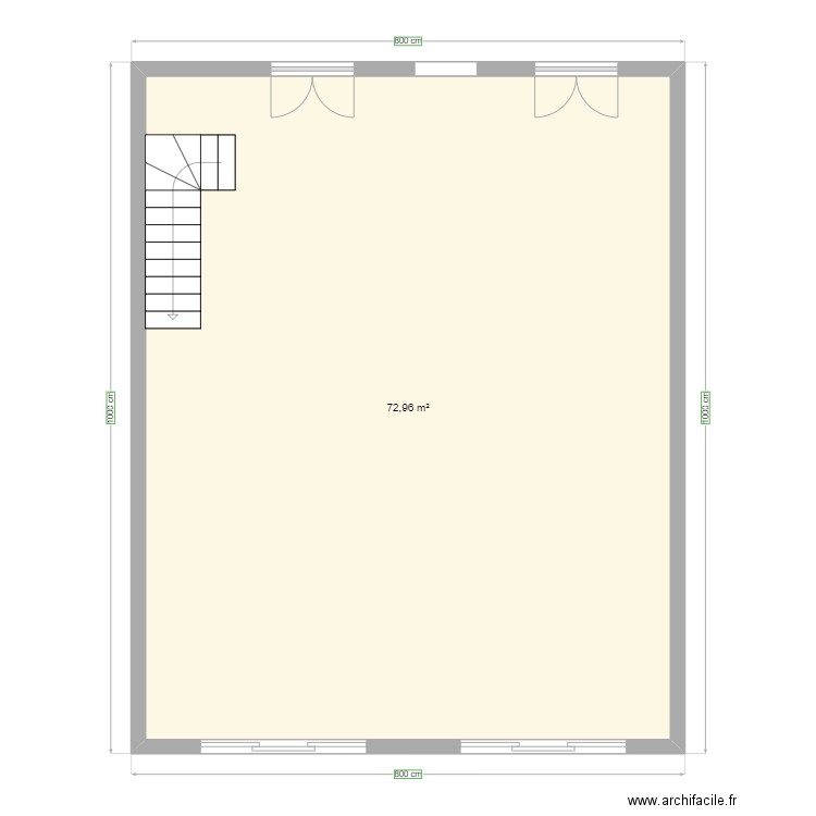 rdc. Plan de 1 pièce et 73 m2