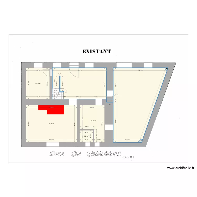 rdc existant. Plan de rdc existant. Plan de