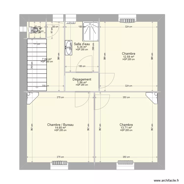 Etage chambres. Plan de 