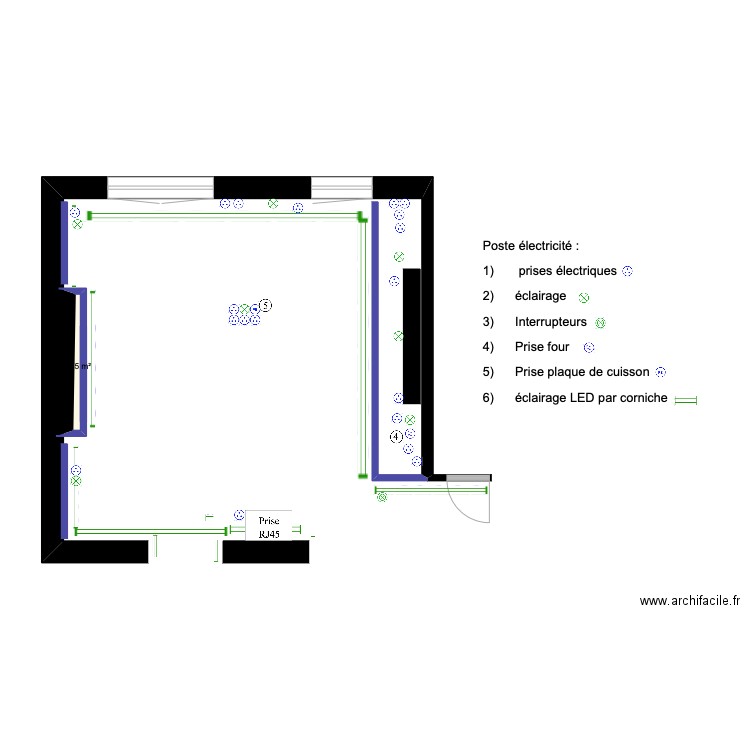 cuisine (poste électricité). Plan de 0 pièce et 0 m2