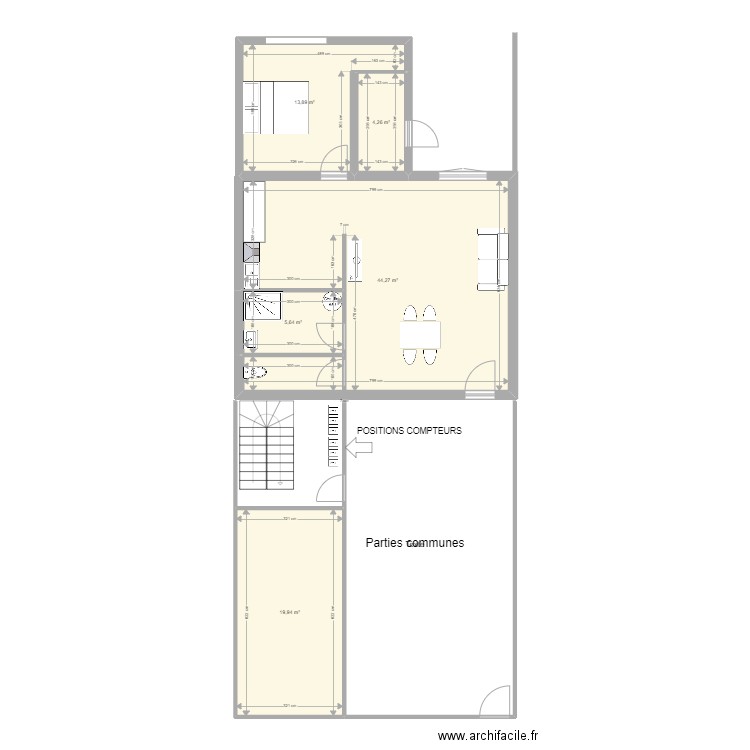 BEUVRY 2 MODIFIE. Plan de 5 pièces et 88 m2