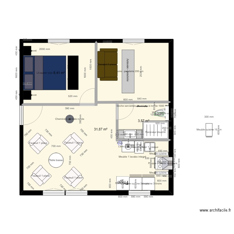 PLAN PROJET AMENAGEMENT. Plan de 0 pièce et 0 m2