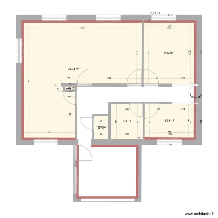 Plan avec isolation 2023. Plan de 8 pièces et 51 m2