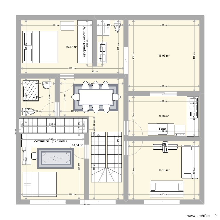 plan etage 1 samira. Plan de 6 pièces et 90 m2