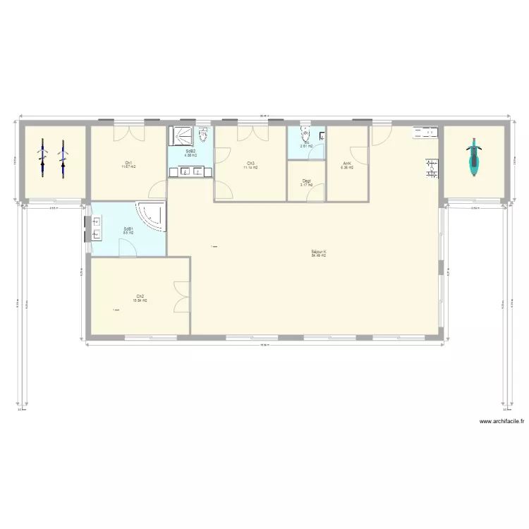 La case bambou maison style cr&eacute;ole PC. Plan de 