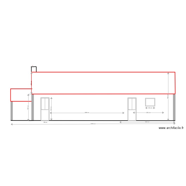 façade nord modifiée validée. Plan de 0 pièce et 0 m2