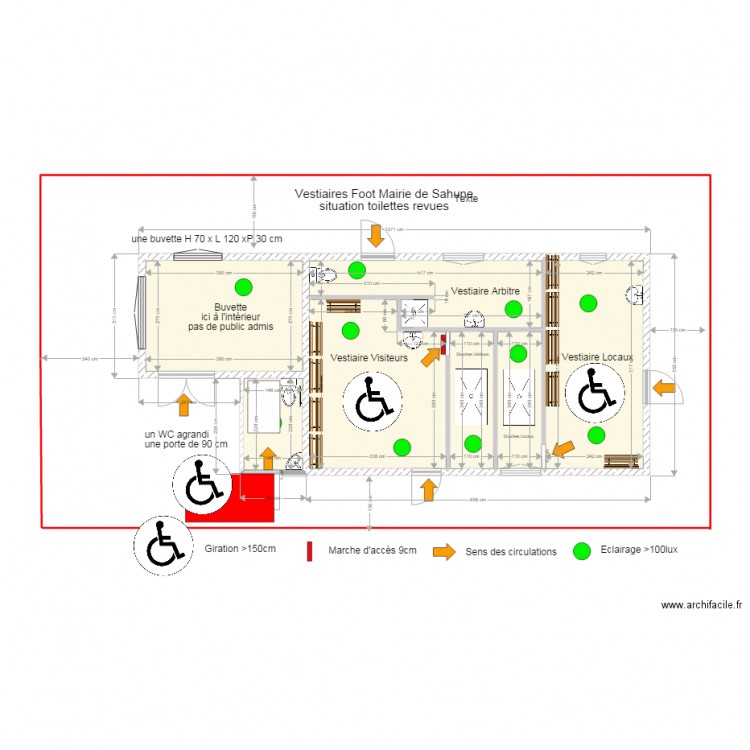 Vestiaires Sahune WC conformes 062018. Plan de 0 pièce et 0 m2