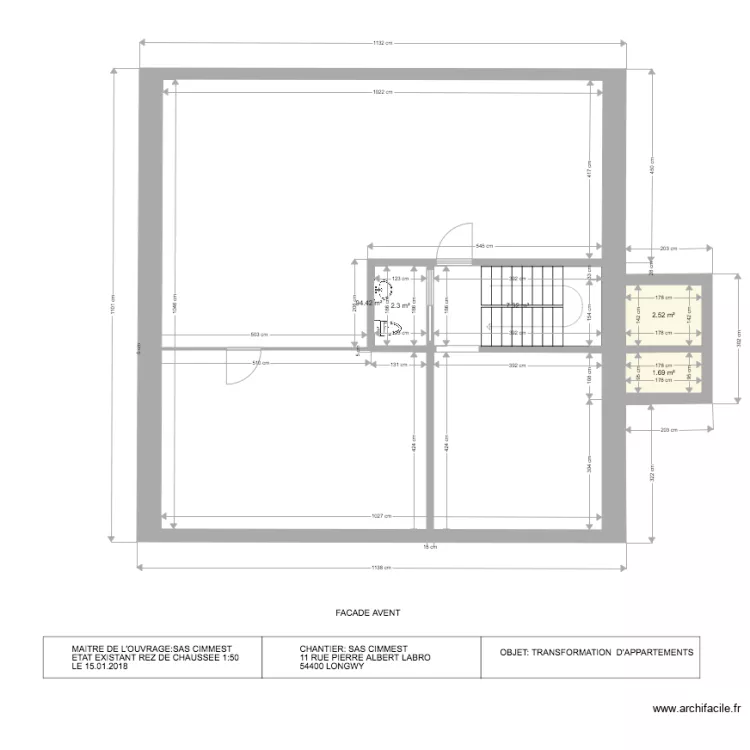 SAS CIMMEST LONGWY 1 etage. Plan de 