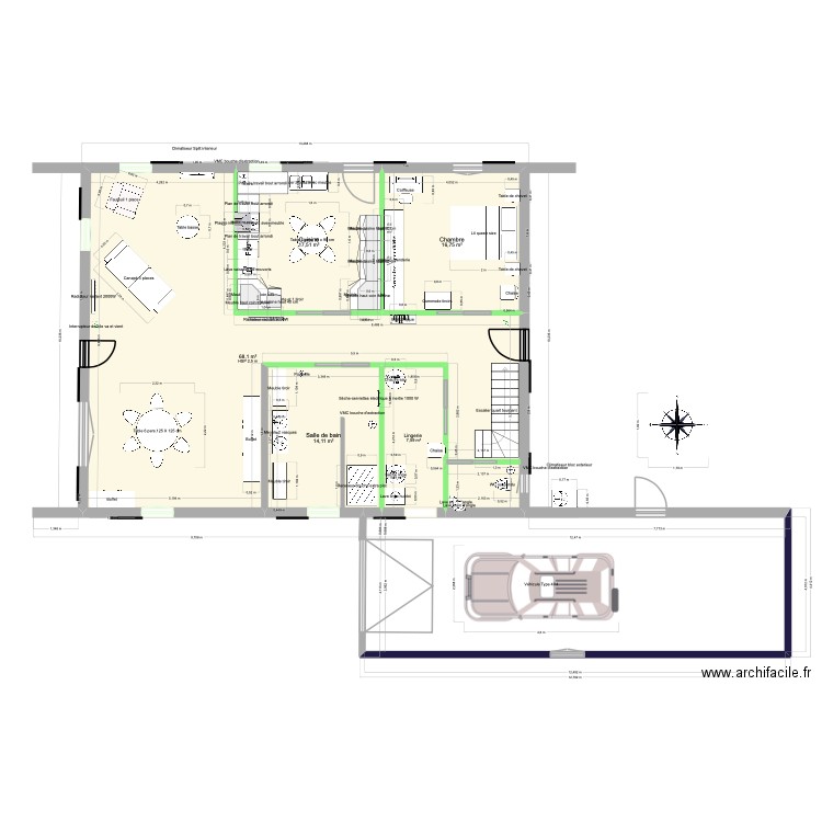 Baylet RDC vierge. Plan de 10 pièces et 251 m2