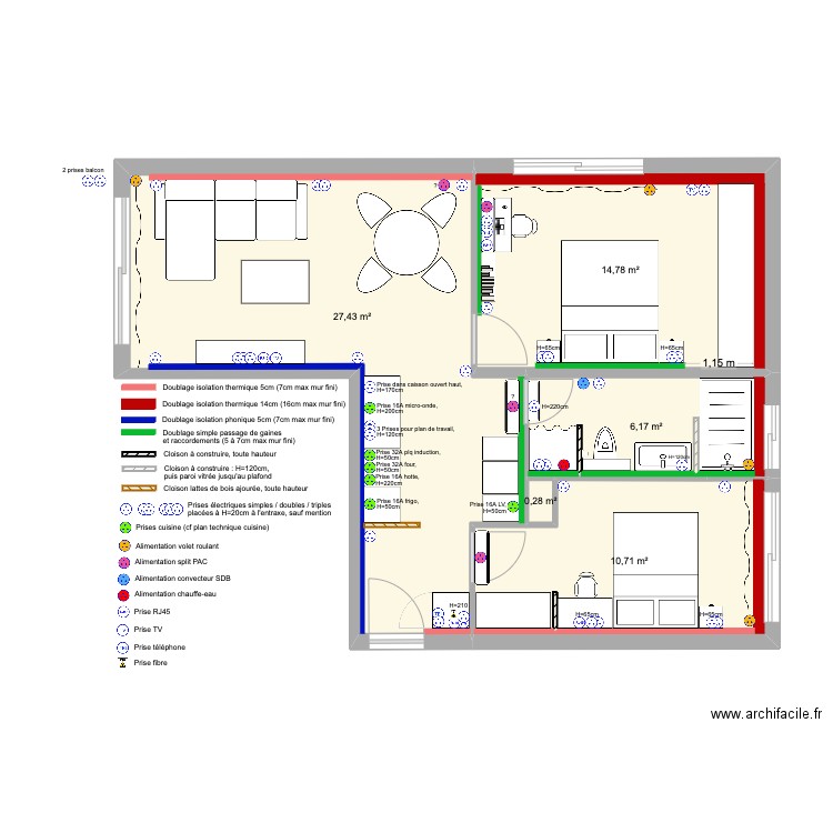 CHATEL - PLAN ELEC. Plan de 5 pièces et 59 m2