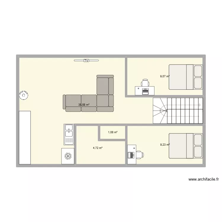 petite maison. Plan de 5 Pièces et 60 m²
