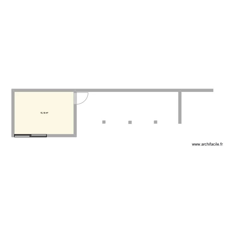 Pool house Projet. Plan de 1  et 15 m²