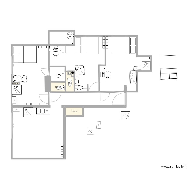 RICHELIEU2 V2. Plan de 5 pièces et 3 m2