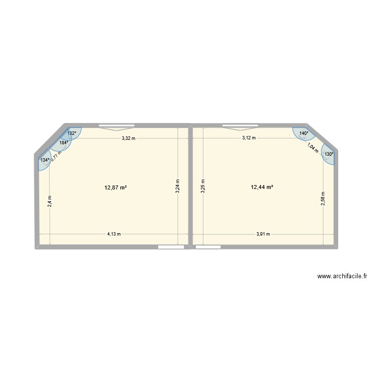 maison. Plan de 2 pièces et 25 m2