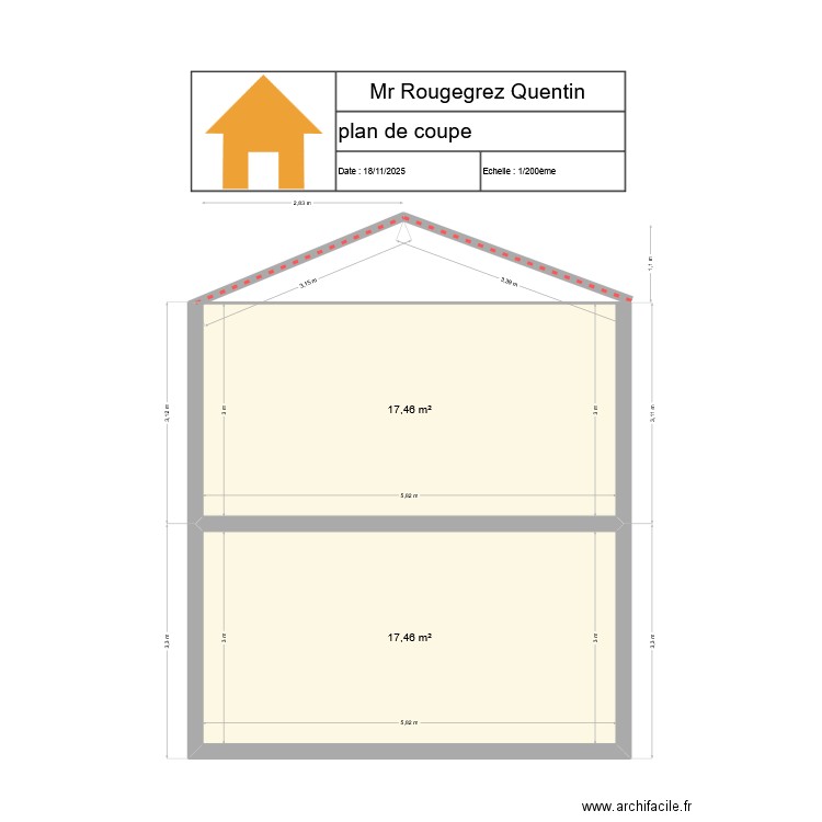 Rougegrez quentin plan coupe. Plan de 2 pièces et 35 m2