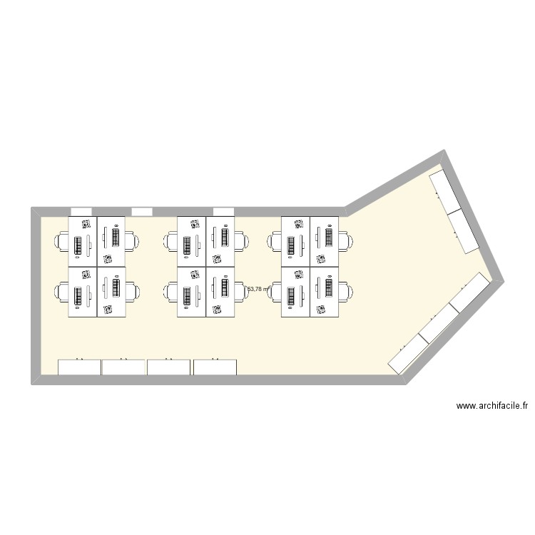 voltair. Plan de 1 pièce et 54 m2