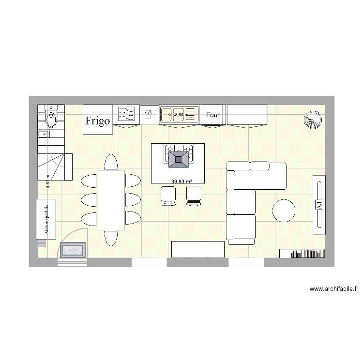 ARTHUR. Plan de 1 pièce et 40 m2