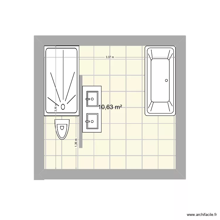 sdb. Plan de 1 et 11 m² sdb. Plan de 1 et 11 m²