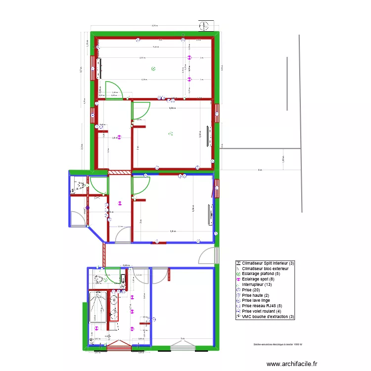 PlanExtensionElectricit&eacute;. Plan de 7  et 34 m²