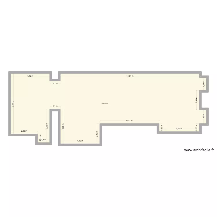 magasin cuisine. Plan de 1  et 122 m²