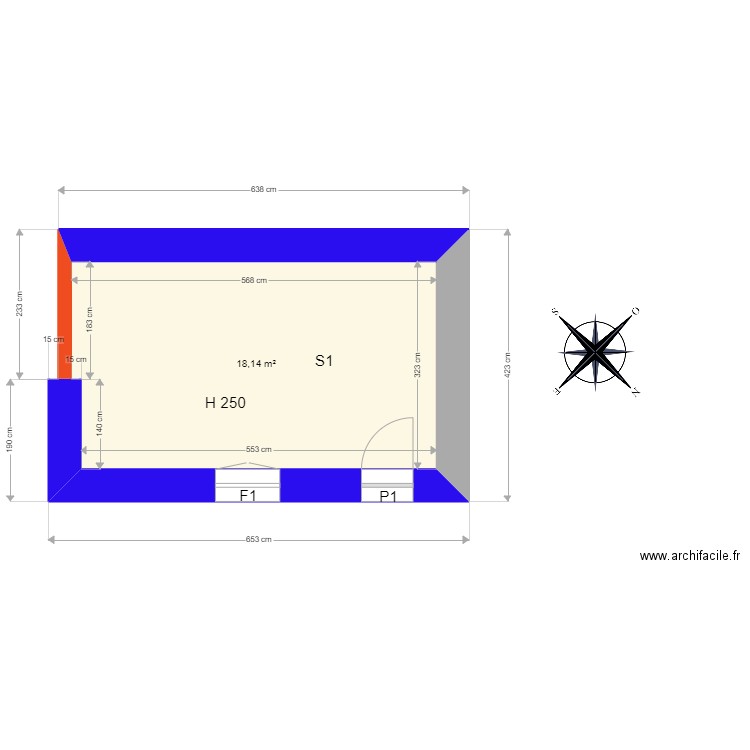 Dupille. Plan de 5 pièces et 68 m2