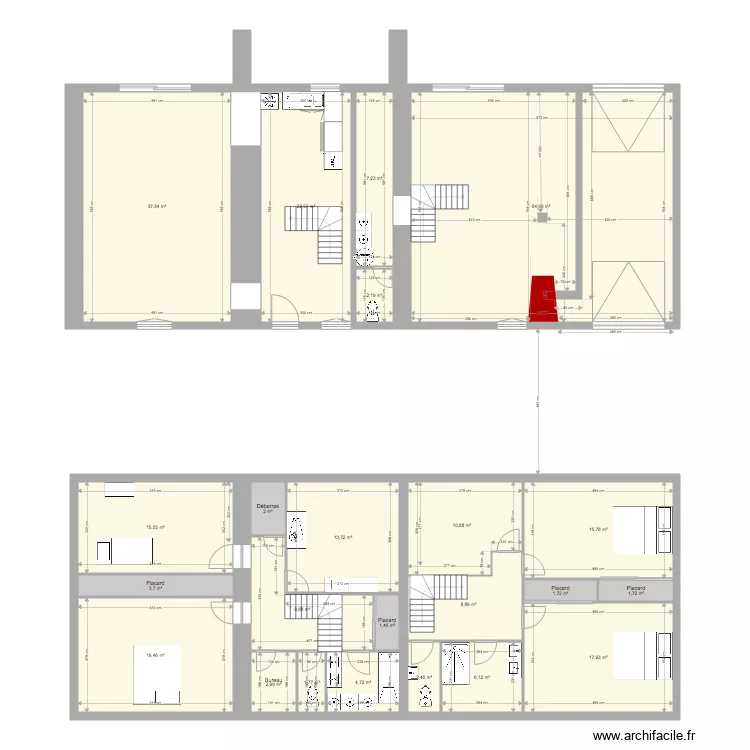RDC Etage Aunay V1. Plan de 