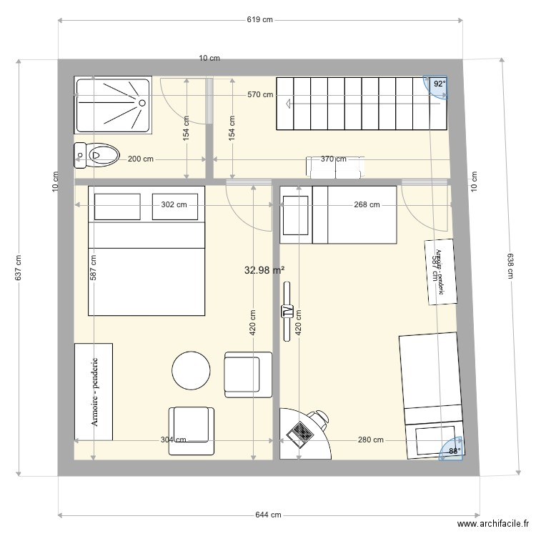 Projet Chambre 1er sur Salon. Plan de 0 pièce et 0 m2