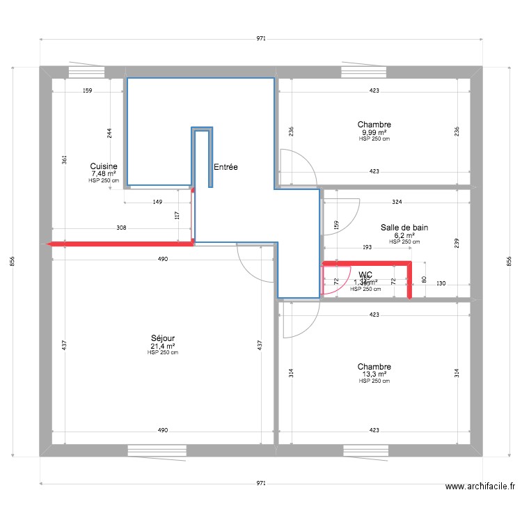 plan de base God residence actualisé. Plan de 7 pièces et 72 m2