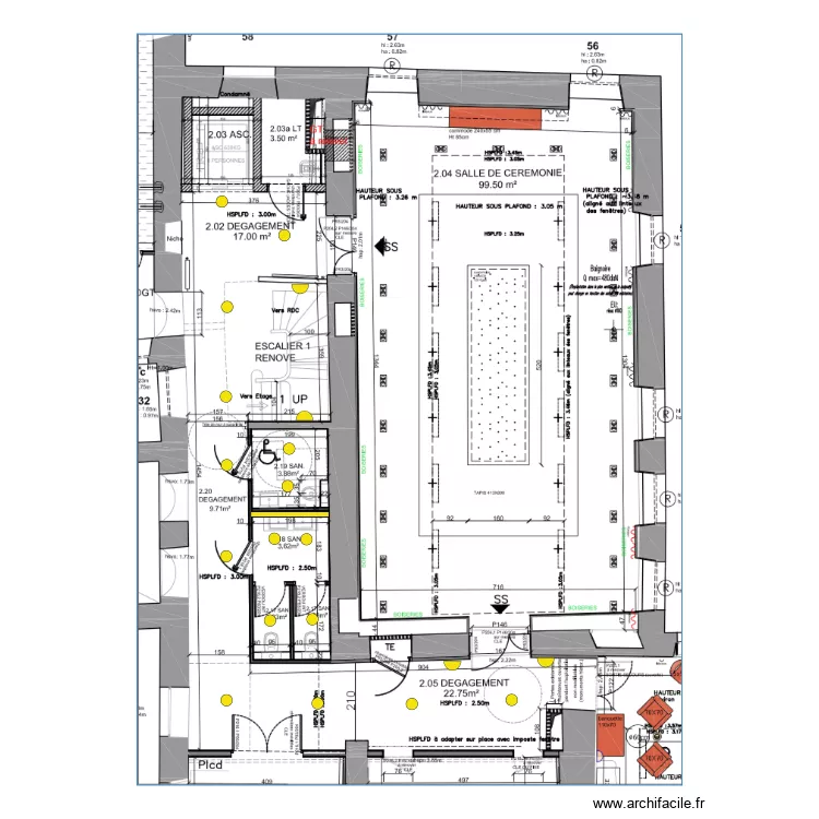 Couloir RDC. Plan de 