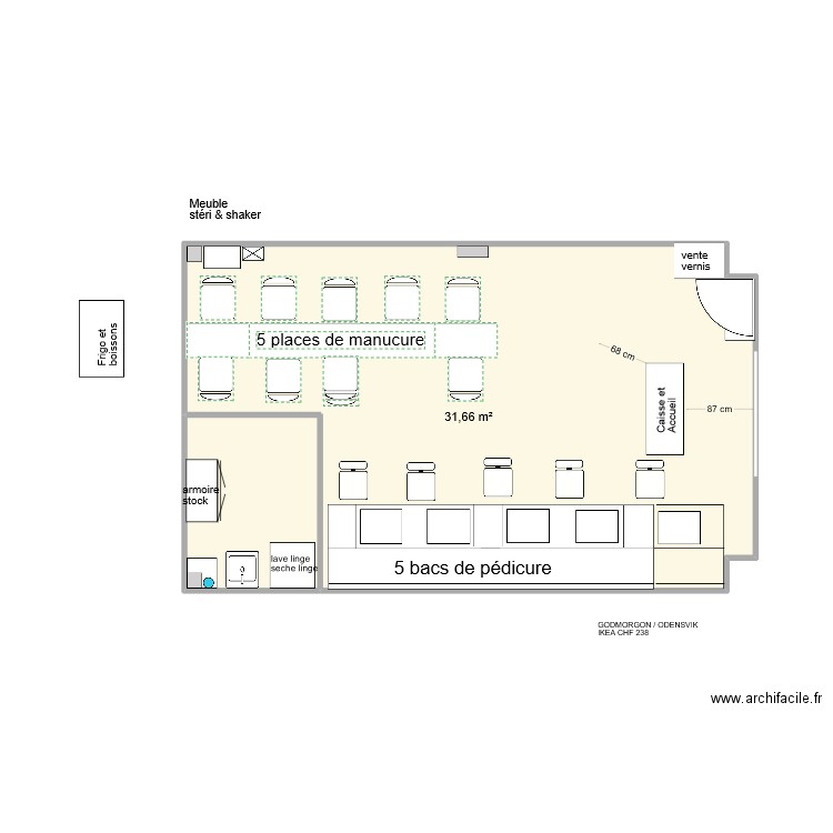 NB22 vfinal salle de pause. Plan de 1 pièce et 32 m2