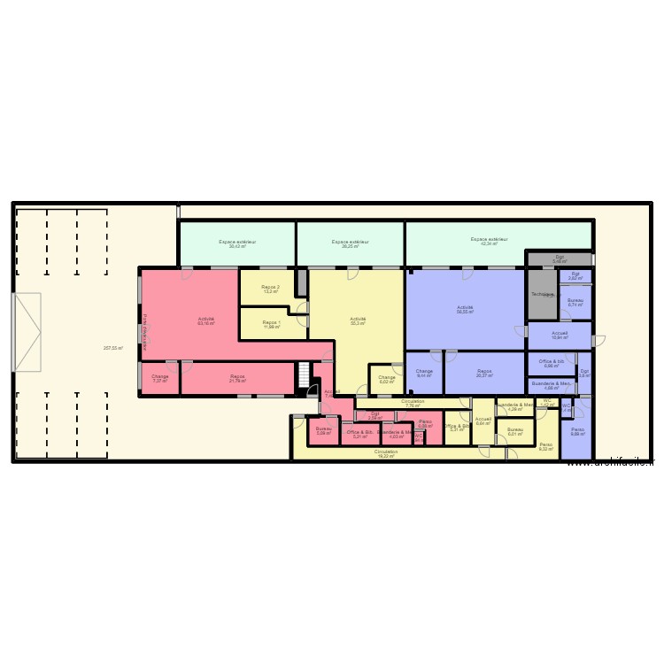 91 MONTGERON Existant from PROJET 13 Mercure V Bail 070922 Arl. Plan de 42 pièces et 899 m2