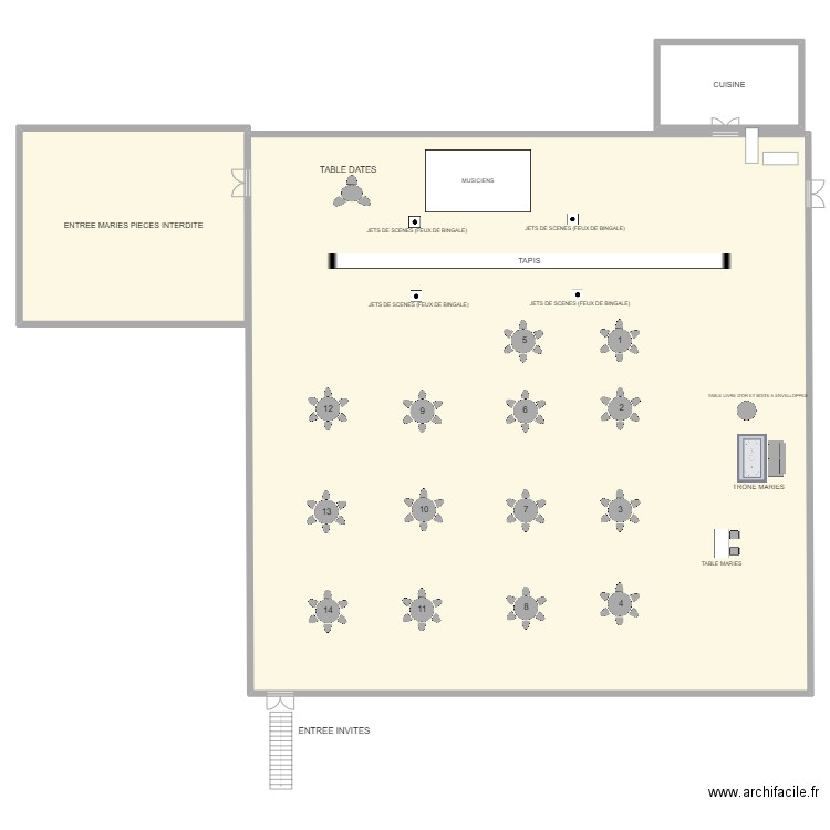 mariage. Plan de 3 pièces et 960 m2