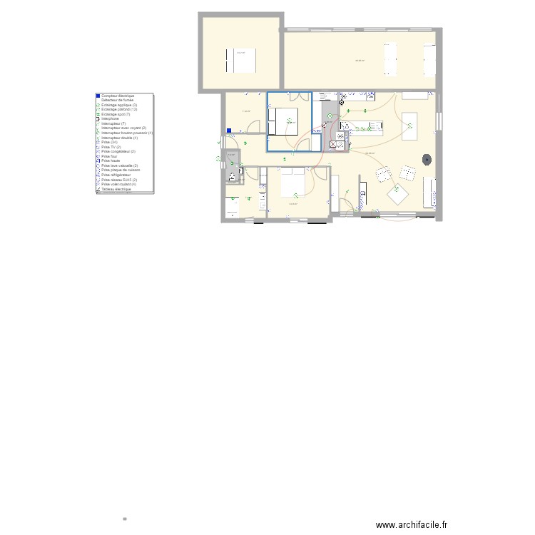 Le Breuil Electricité. Plan de 16 pièces et 205 m2