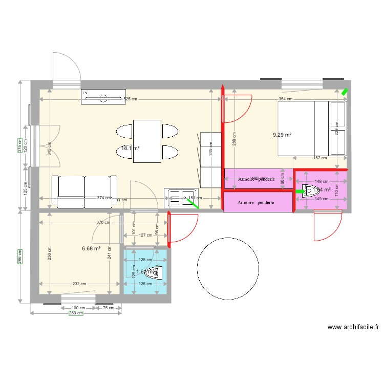 Appartement Location V 2 pieces 35 m2. Plan de 0 pièce et 0 m2