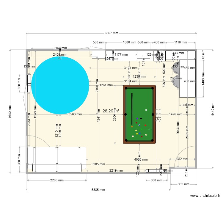 SALLE DE DETENTE 1. Plan de 1 pièce et 28 m2