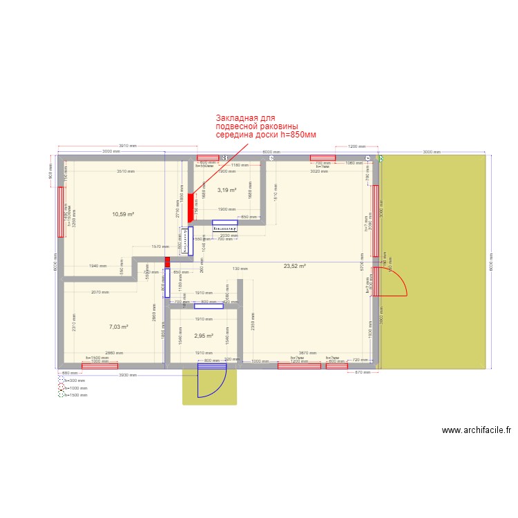 3ка Барн 3 Екатерина Дмитров План Перегородки. Plan de 0 pièce et 0 m2