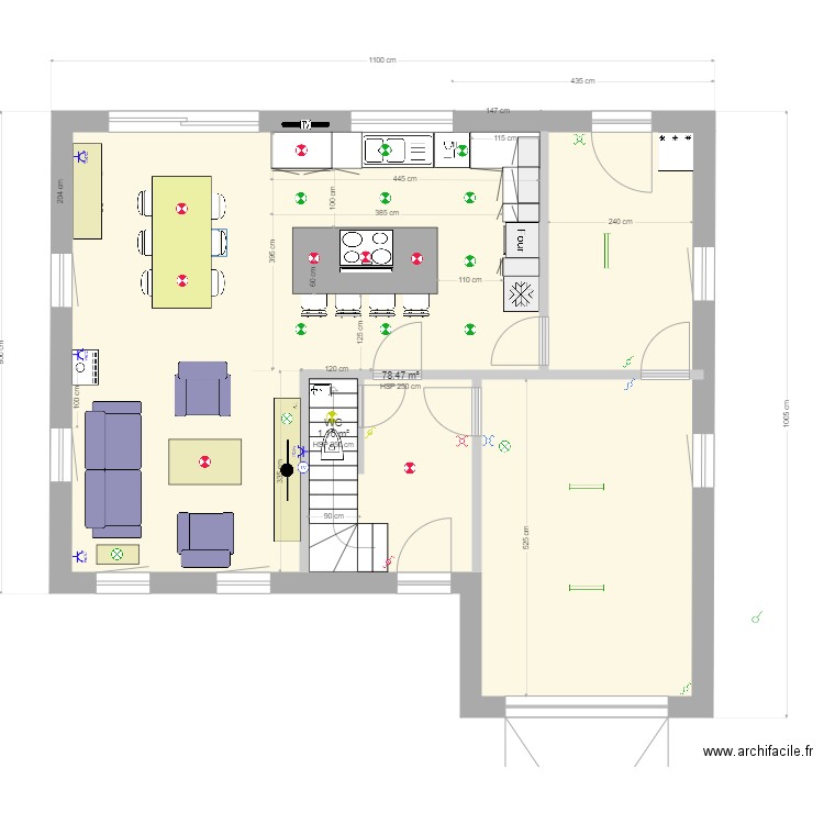 Plan cuisine finie. Plan de 0 pièce et 0 m2