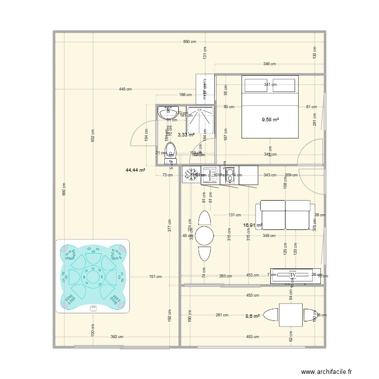 love room. Plan de 5 pièces et 83 m2