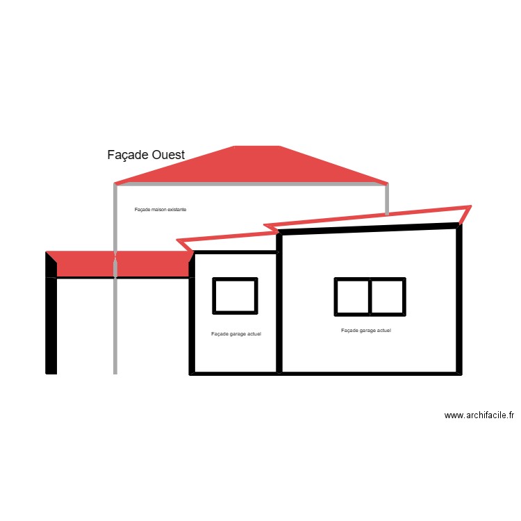 extension Garage Façade Ouest. Plan de 9 pièces et 14 m2