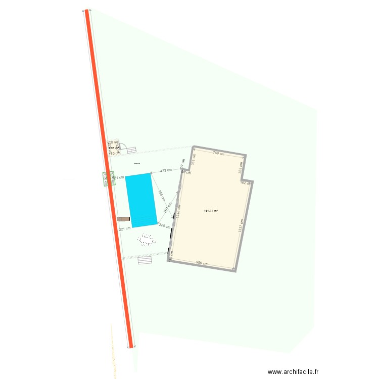 extérieur 2. Plan de 2 pièces et 169 m2