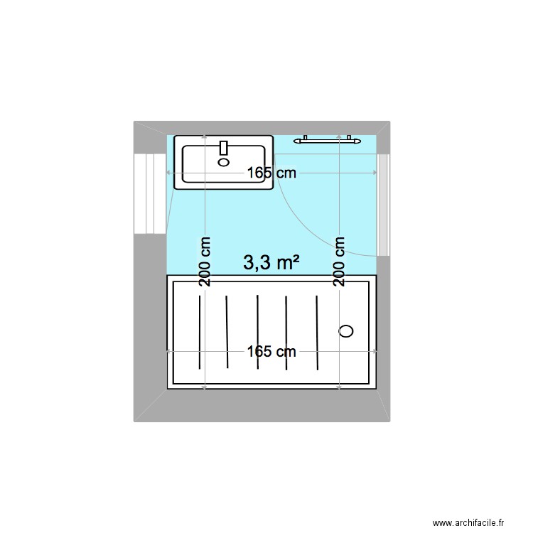 Projet Sdb Gaby & Christiane. Plan de 1 pièce et 3 m2