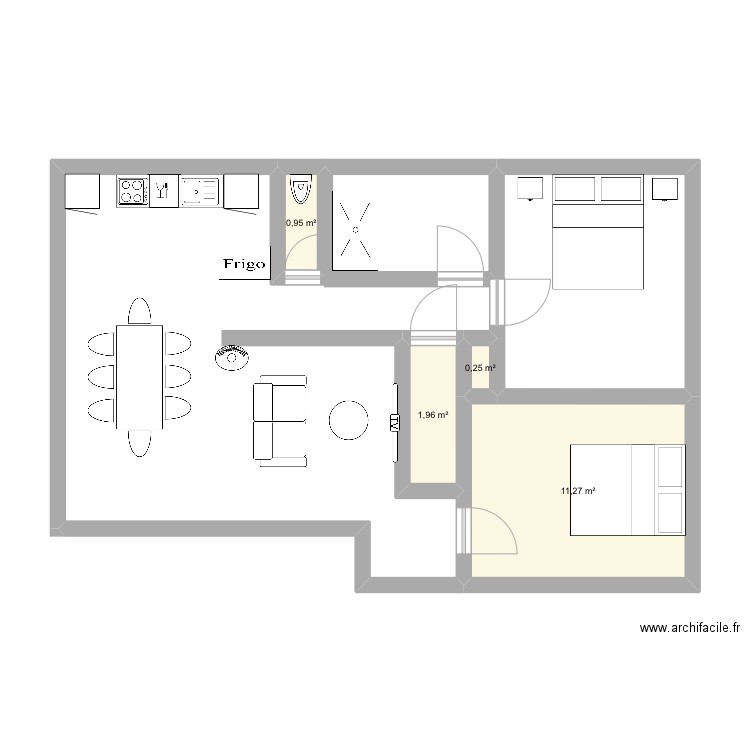 maison. Plan de 4 pièces et 14 m2