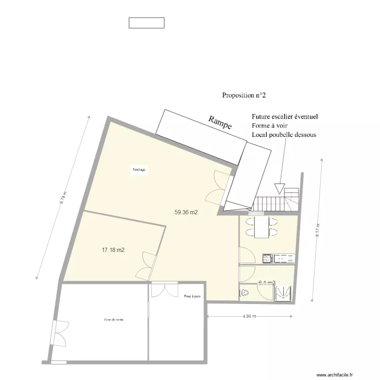 Superette le guerno Plan am&eacute;nagement modifi&eacute;. Plan de 