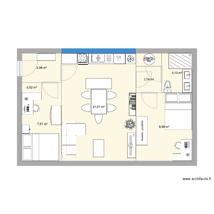 DERLY COLLET Apartment. Plan de 8 pièces et 48 m2