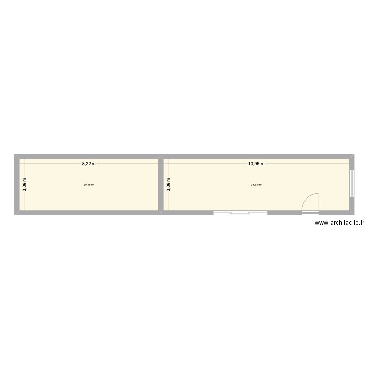 REVILLE DE. Plan de 2 pièces et 59 m2