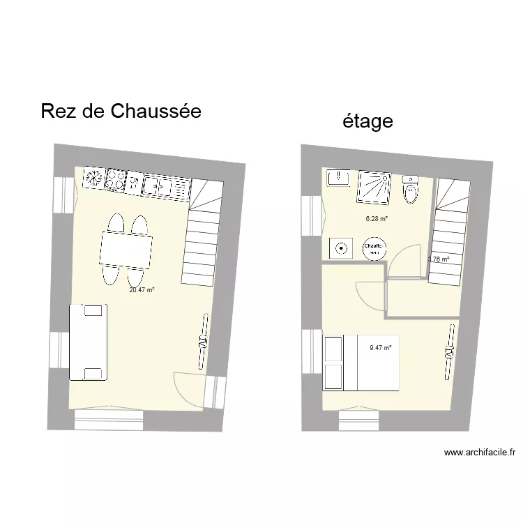 appartement 5 lux . Plan de 