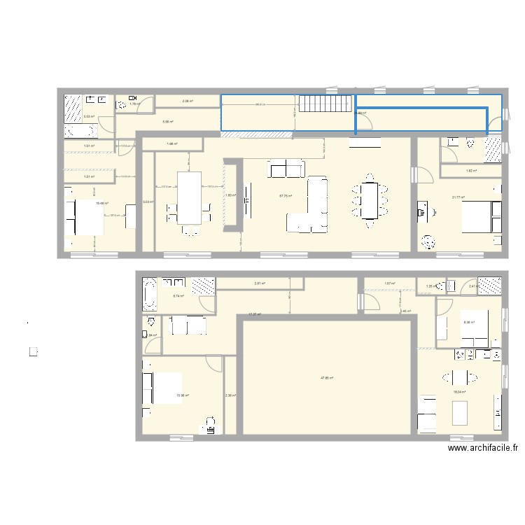 MAISON EN T. Plan de 0 pièce et 0 m2