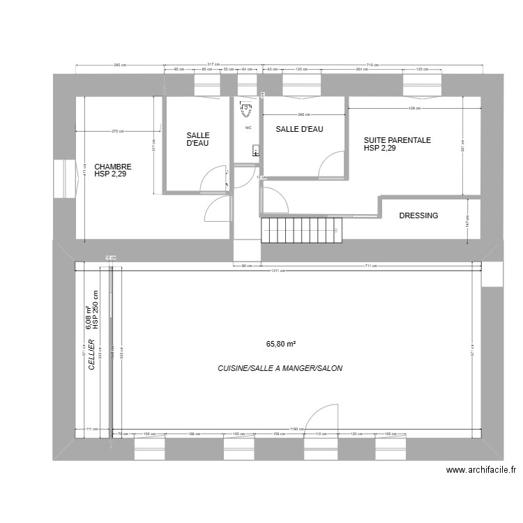 LA CHARPENTERIE AMENAGEMENT. Plan de 2 pièces et 82 m2