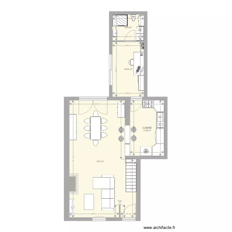David Rez après travaux avec meubles. Plan de David Rez après travaux avec meubles. Plan de